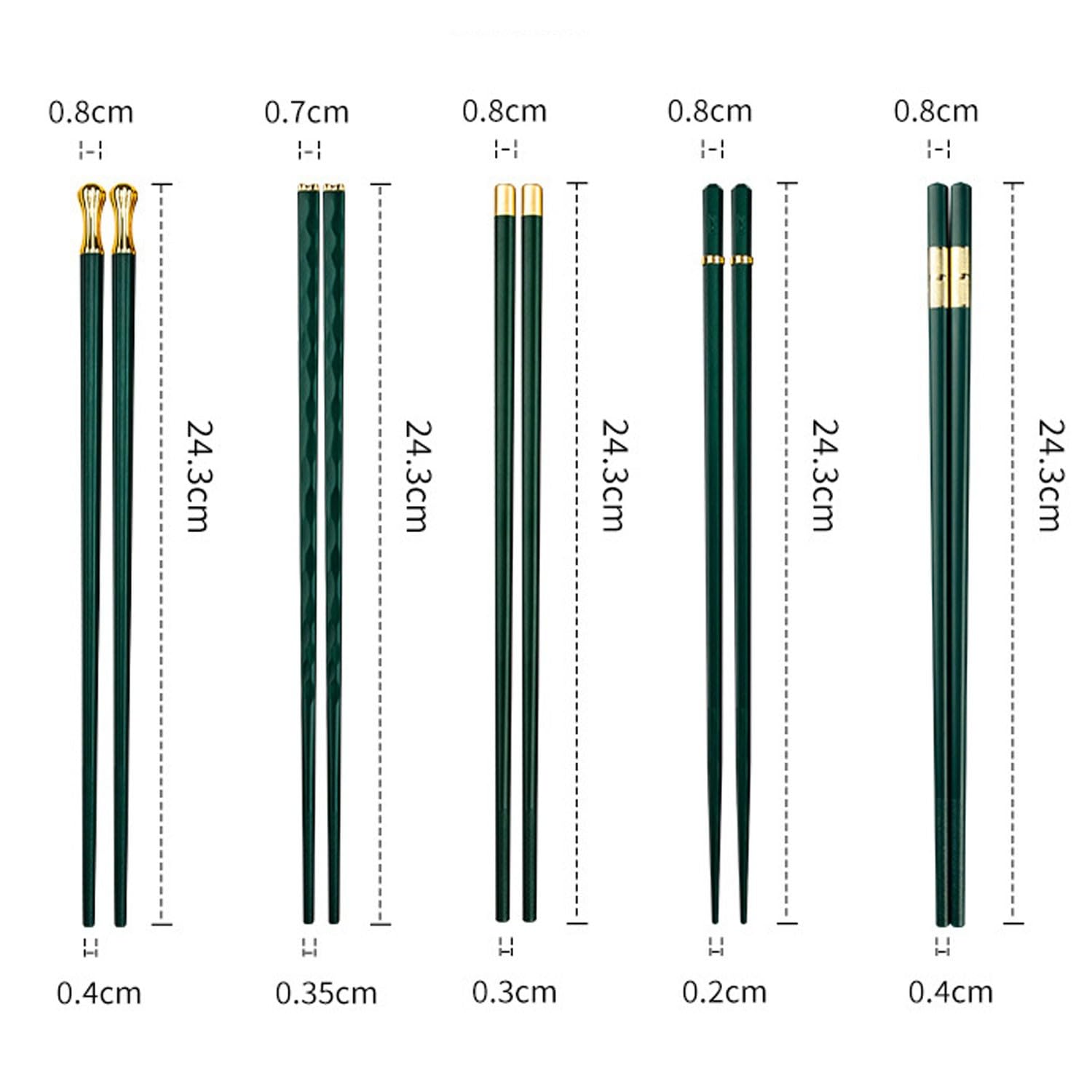 Baguettes Baguettes Baguettes en Bois Baguettes Ménage Antidérapantes 24,3 Cm Peuvent Être Réutilisées pour Utiliser des Baguettes Tenues Familiales(8 Pairs)