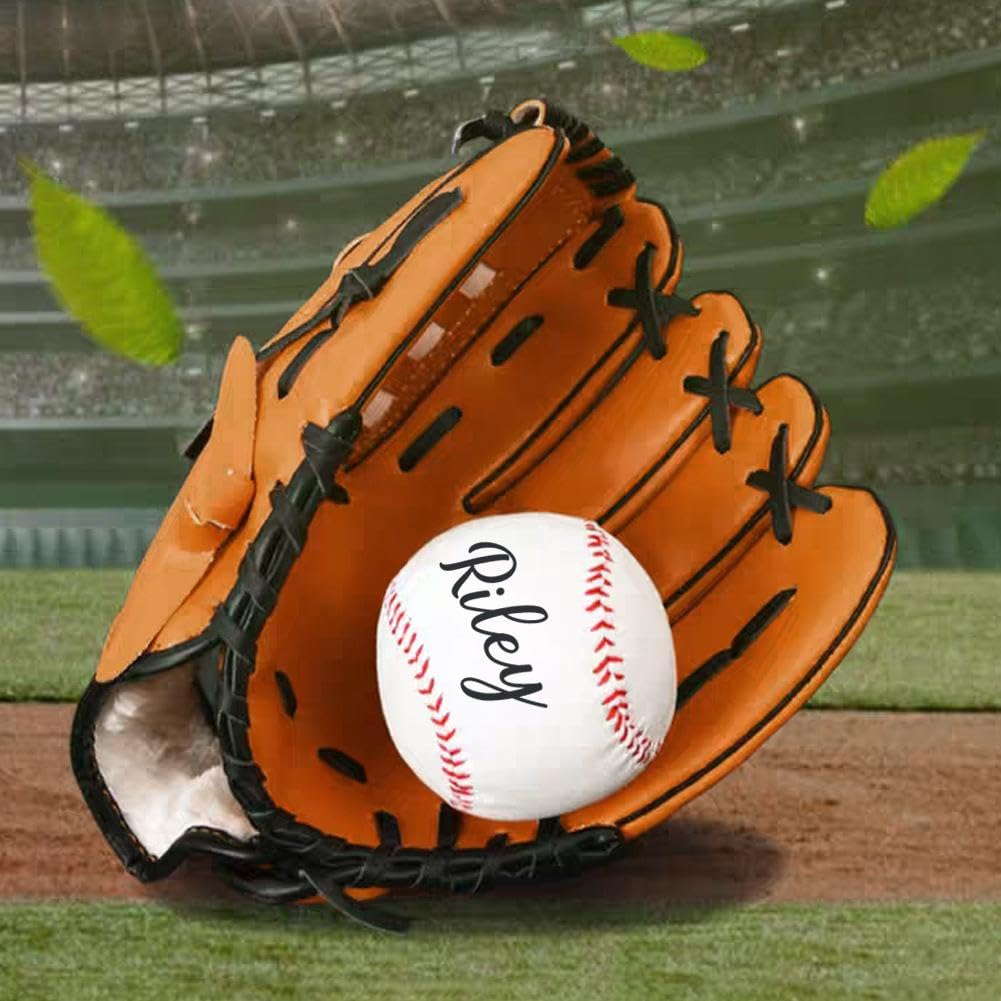 Set di guanti da baseball e palla personalizzati, set di palline da baseball con nome personalizzato, guanto da baseball e palla per adolescenti e adulti, facile da catturare, gioco da giardino