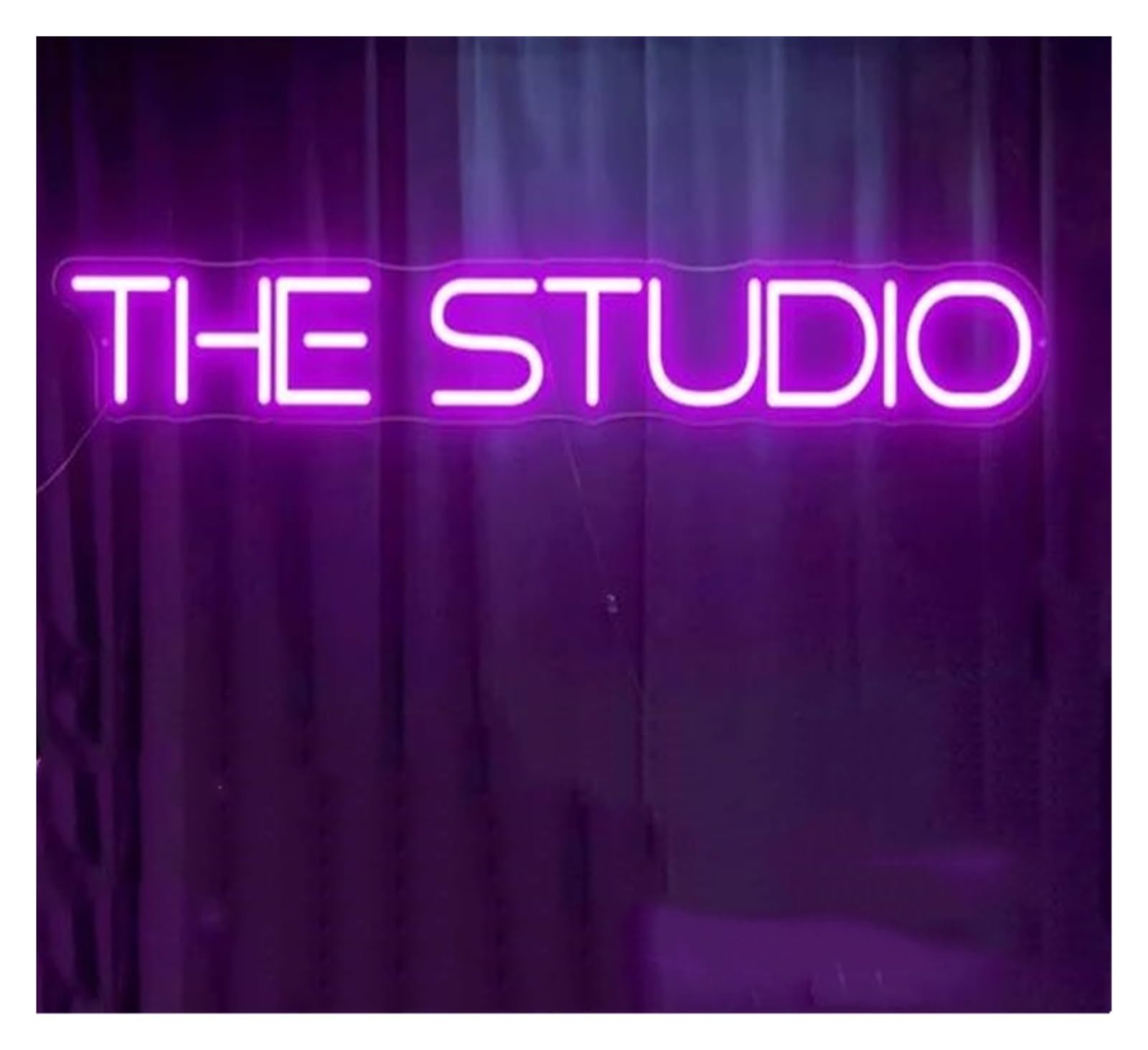 SHOUXI Sign Lamp The Studio Neon Sign Neon Light Recording Music Studio Night Light Room Decor 52x9cm(Purple)