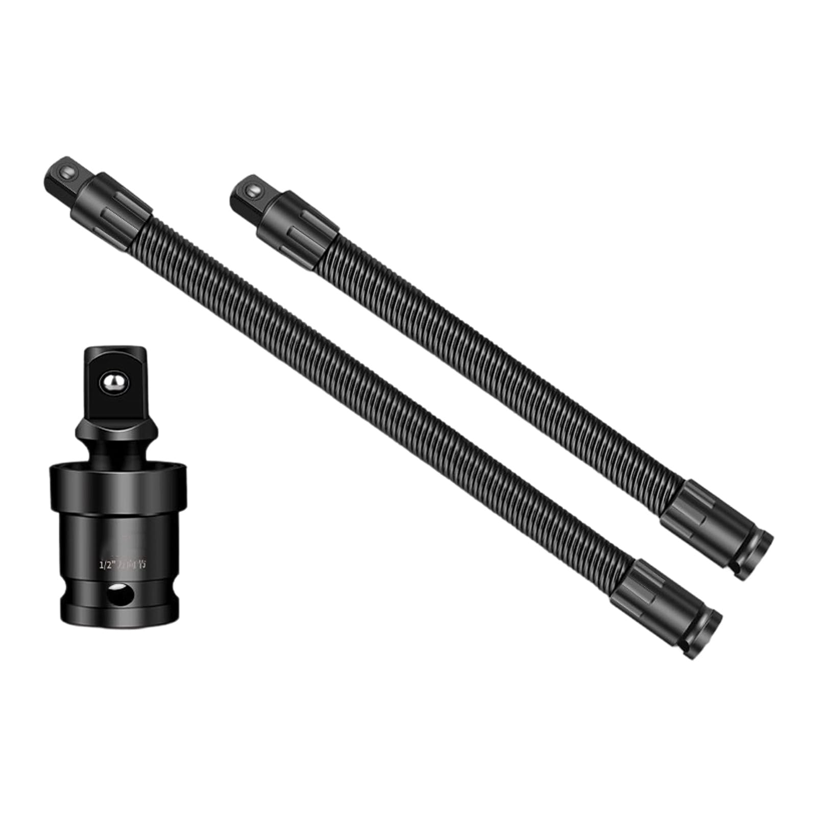 Hsioluted 1/2" Drive 360Degree Flexible Extension Rod for Electric Wrench Spring Buffers Technology 12.5Mm Socket Interfaces Degree Turn Effect Extension