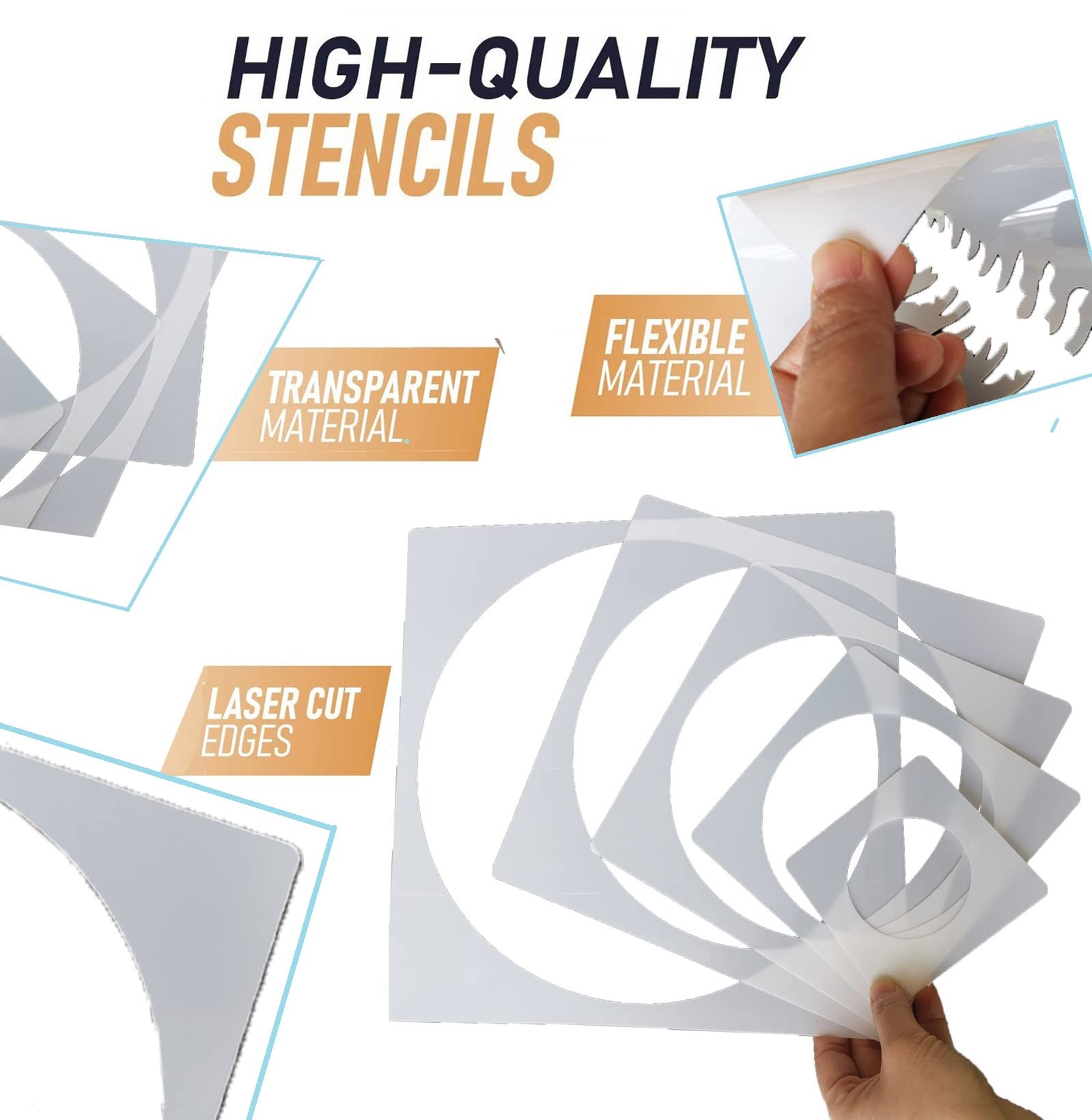 5 plantillas reutilizables para pintura, plantillas de plástico para manualidades en madera, pared, tela, papel, decoración del hogar, bricolaje de 4 a 12 pulgadas (círculo)