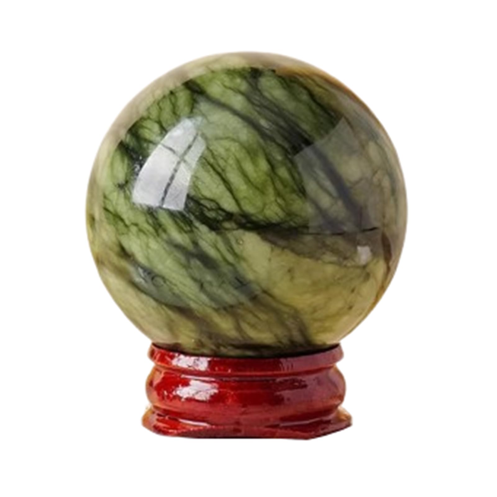 Naturalna kryształowa kula z serpentynowego jadeitu ze stojakiem, polerowany kamień, kryształowa kula, rzeźba, dekoracja domu na Boże Narodzenie i Halloween,50~60mm