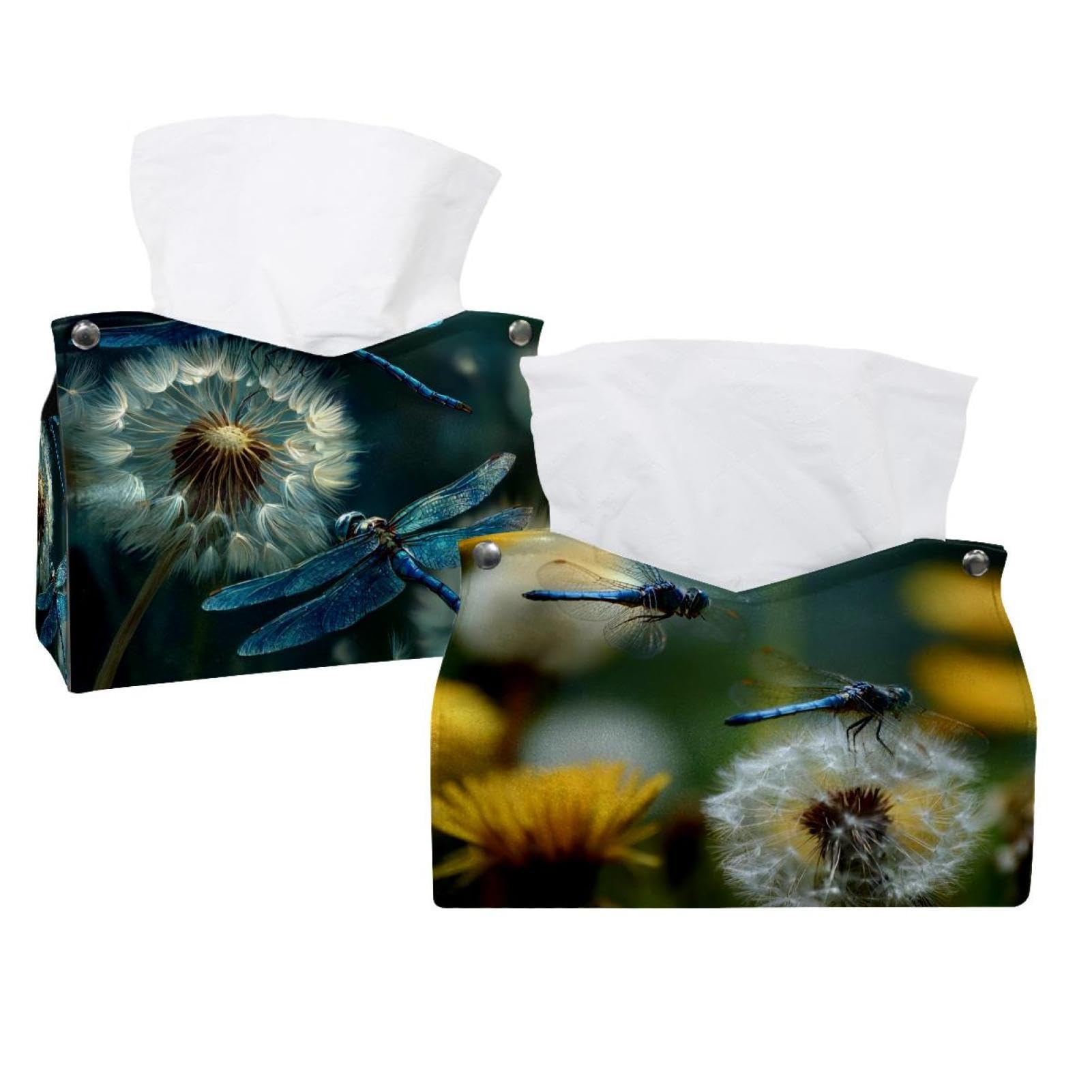 Boîte à mouchoirs en cuir pissenlit lot de 2 distributeurs pour salle de bain et coiffeuse chic