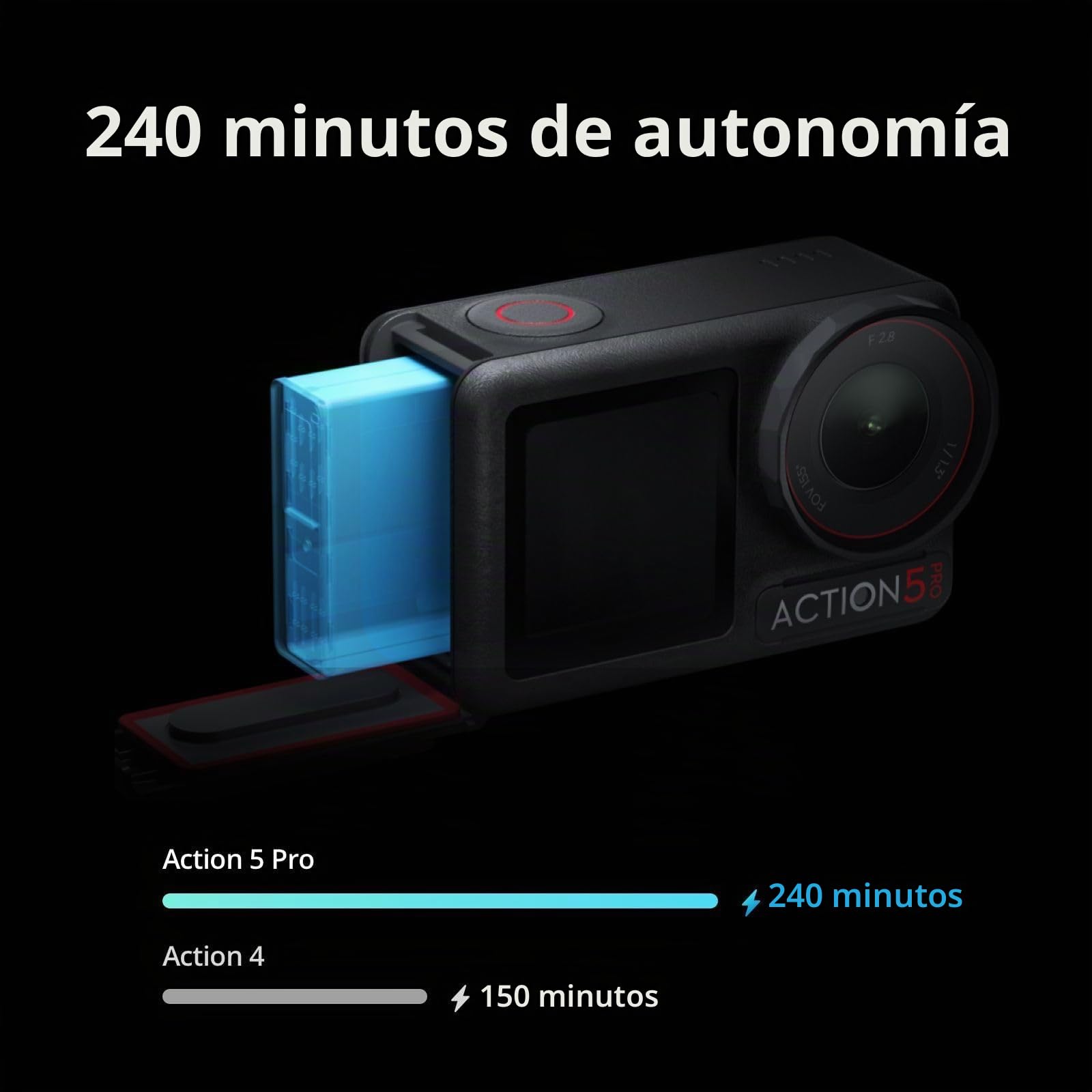 DJI Osmo Action 5 Pro Pack Aventura, cámara Deportiva, Sensor 1/1.3", batería Aumentada a 12 h con 3 baterías, estabilización, 2 Pantallas táctiles OLED (5 Pro Adventure Combo Bundle-1)