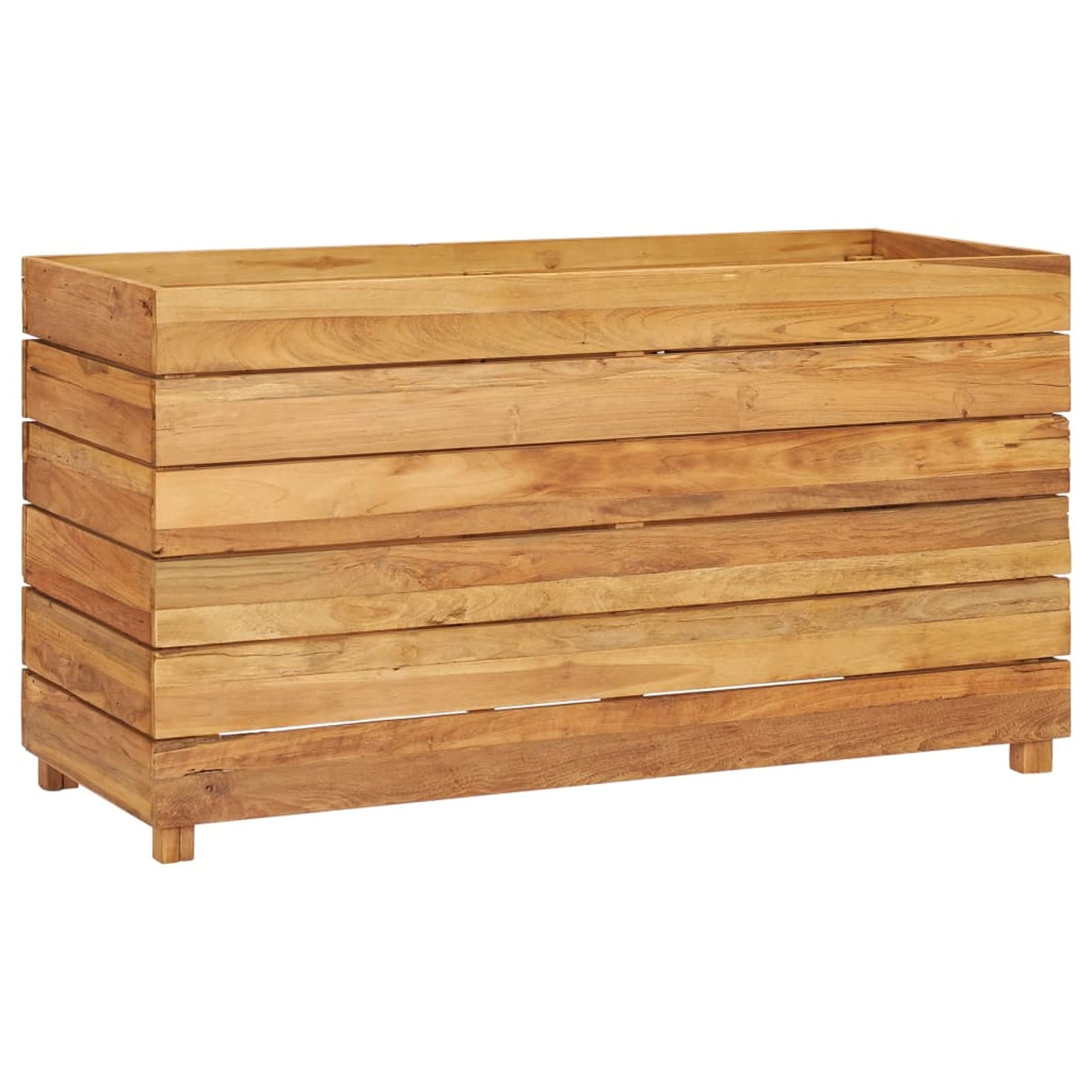 Arriate, Mesa De Cultivo, Huerto Domestico, Cultivo De Plantas Aromaticas, Arriate De Jardín, de Teca reciclada y Acero 100x40x55 cm