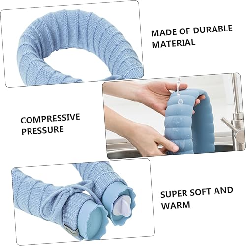 Miniatura 8 de Bolsa de agua caliente en forma de U con funda de punto extraíble lavable y lavable, bolsa de calor de gel de sílice para el cuidado del cuello y