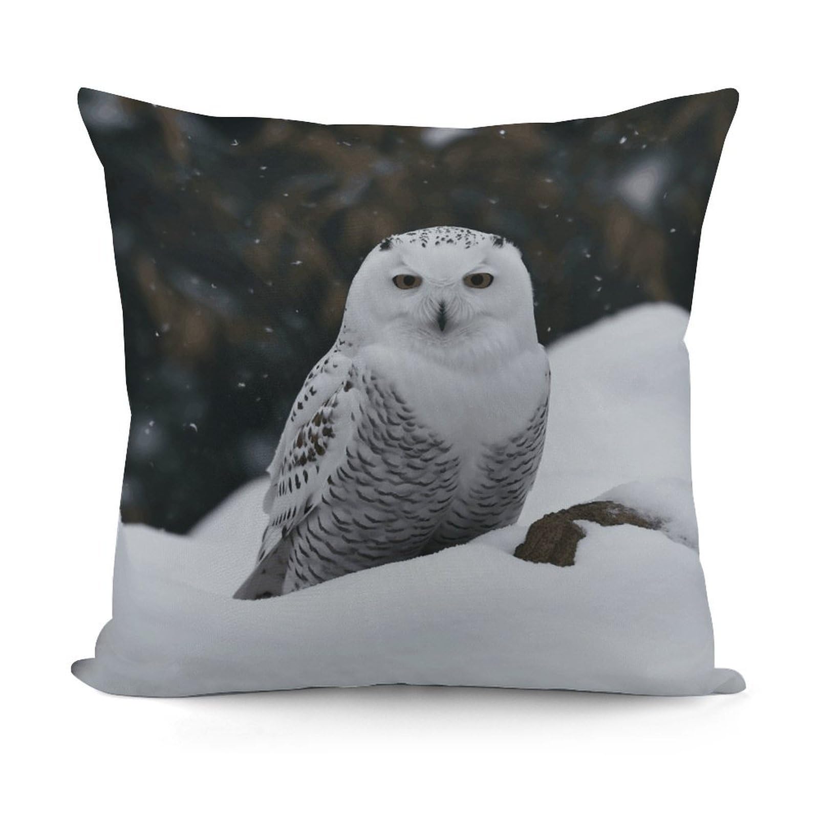 LZQPOEAS Snow Owl Throw Pillow Cover 18x18 in Breathable Square Pillow Case Cozy Soft Pillowcase Protector Fashion Modern Couch Cushion Case for Living Room Bed Sofa Decor