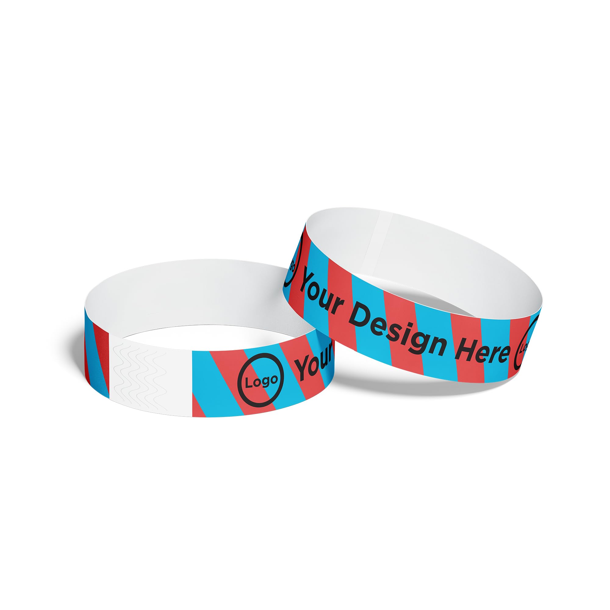 ID&C Printed Striped Tyvek Paper Event Wristbands – 1000 Numbered Tamper Proof Security Wristbands for Events, Entry & Festivals – Tomato Red and Neon Blue Stripe