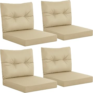 YEFU 24x24 Outdoor Chair Cushions, Deep Seat Patio Cushions Set of 4, Beige