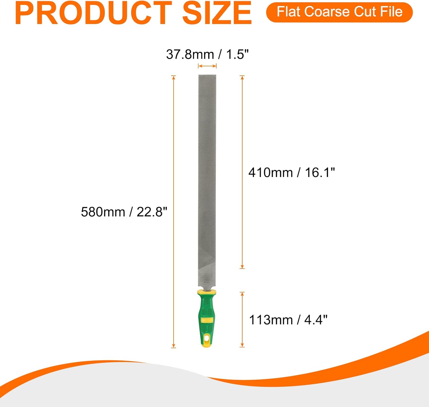 HARFINGTON Flat Coarse Cut File 18" Double Cut Teeth High Carbon Steel Hand Rasp File with Plastic Handle for Metal Wood Deburring Removing