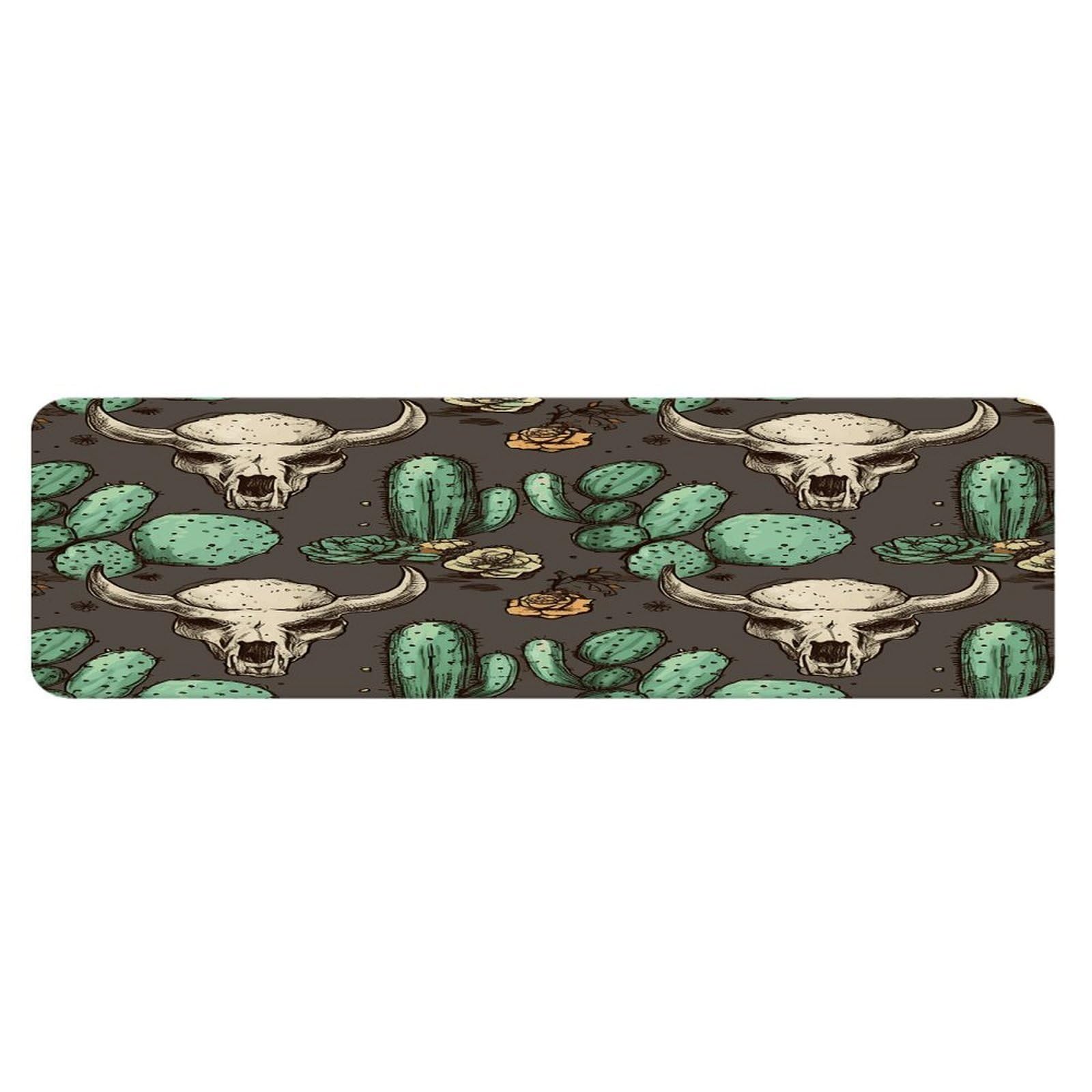 Alfombra de cocina para suelo y fregadero con diseño de cactus lavable y confortable