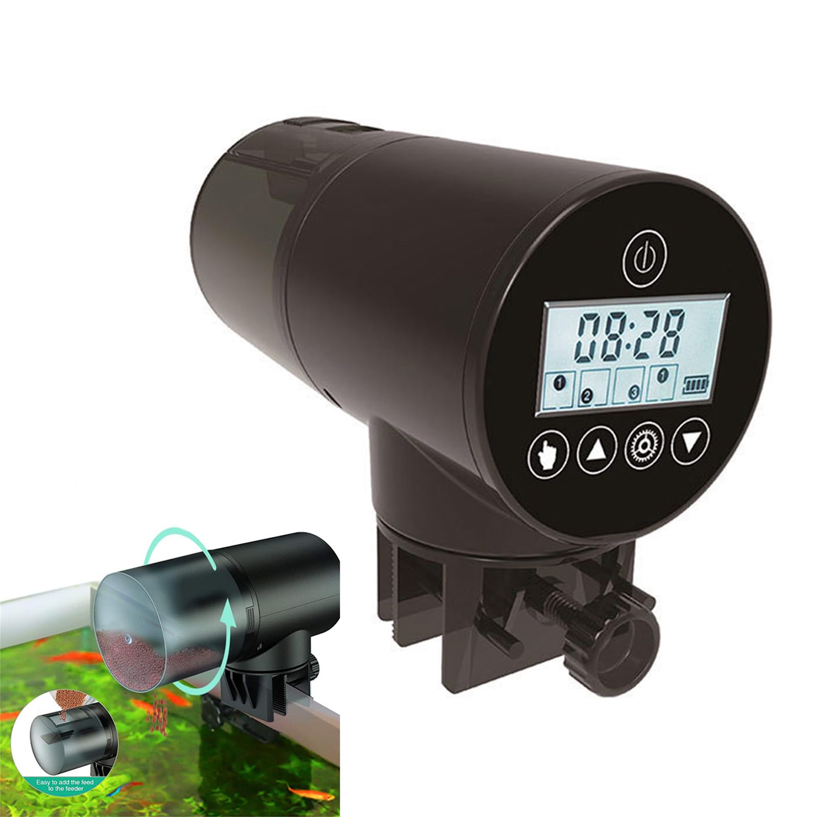 Aquariums Rechargeables Minuteries Automatiques Régulables pour les Vacances avec Distributeur de Nourriture 200 ml