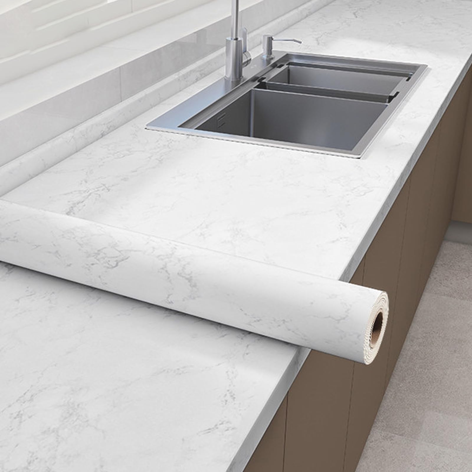Cooalinar Marble Vinyls Wrap For Kitchen Worktop,Heat-Resistant Worktop Vinyls Covering,Easy To Remove,Cut To Size,Anti-Fouling Scratchproof,For Furniture Sticker,Kitchen,Worktops