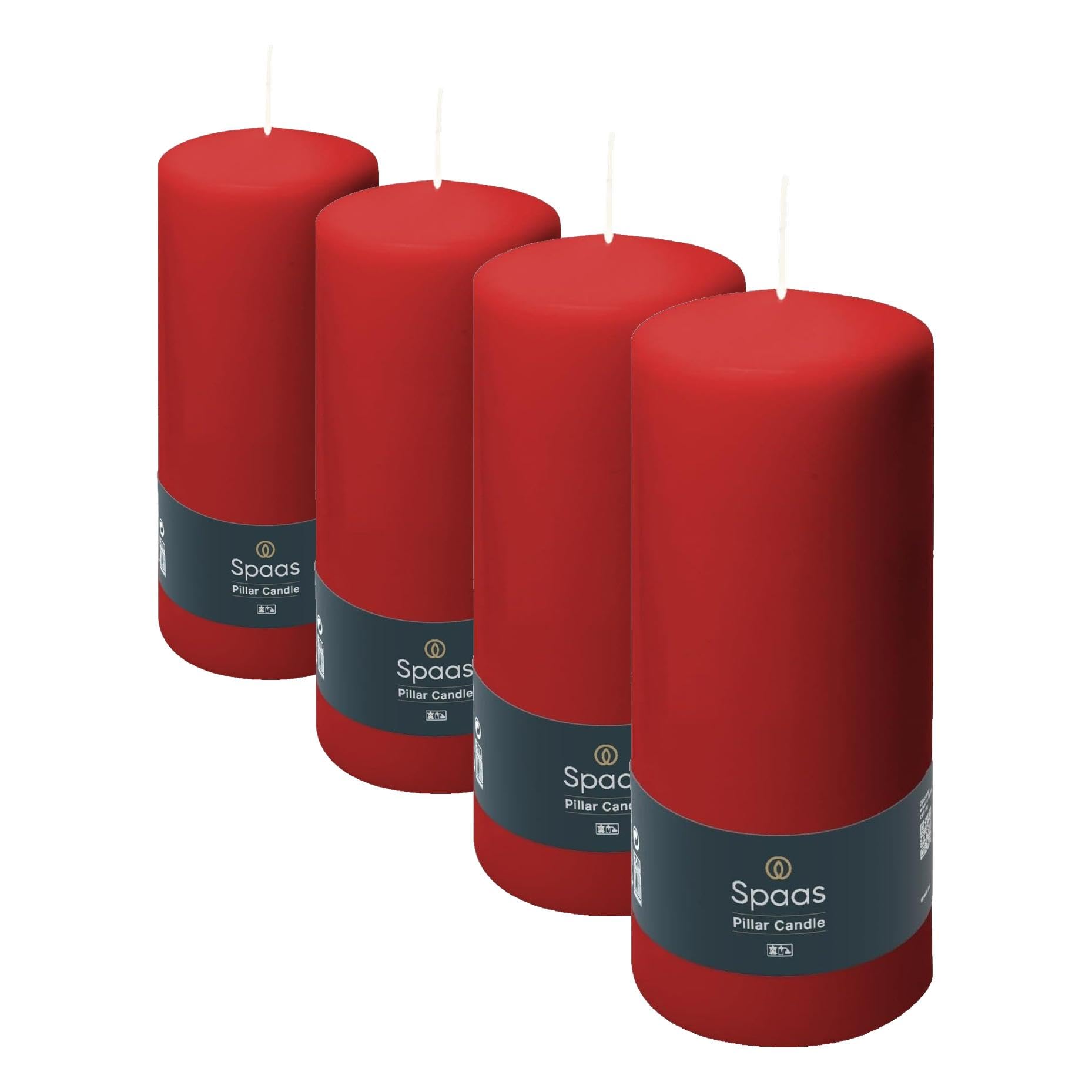Bougie pilier cylindre Spaas rouge pour décorer vos tables de fête et soirées chaleureuses