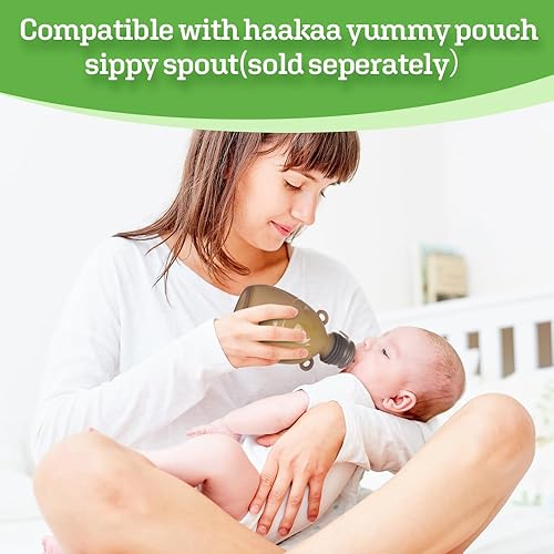 Miniatura 8 de Haakaa Happii Bear - Bolsa de almacenamiento de leche materna de silicona, bolsa recargable para alimentos para bebés, para puré de yogur, bolsa