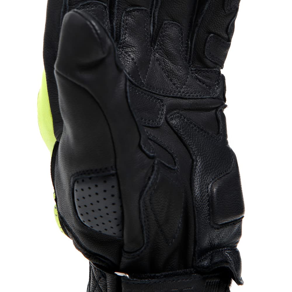 Dainese Impeto D-Dry Gloves, Guantes de Cuero para Moto de Turismo, para Hombres y Mujeres, Negro/Amarillo Fluo, L