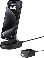 Vista 1 de Belkin Soporte de carga magnético convertible de 15 W - Cargador Qi2 rápido compatible con MagSafe, cargador de iPhone para Apple iPhone 16, 16