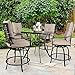 Rimba Outdoor Swivel Chairs Height Patio Counter Bar Stools with Beige Cushions (Set of 4)