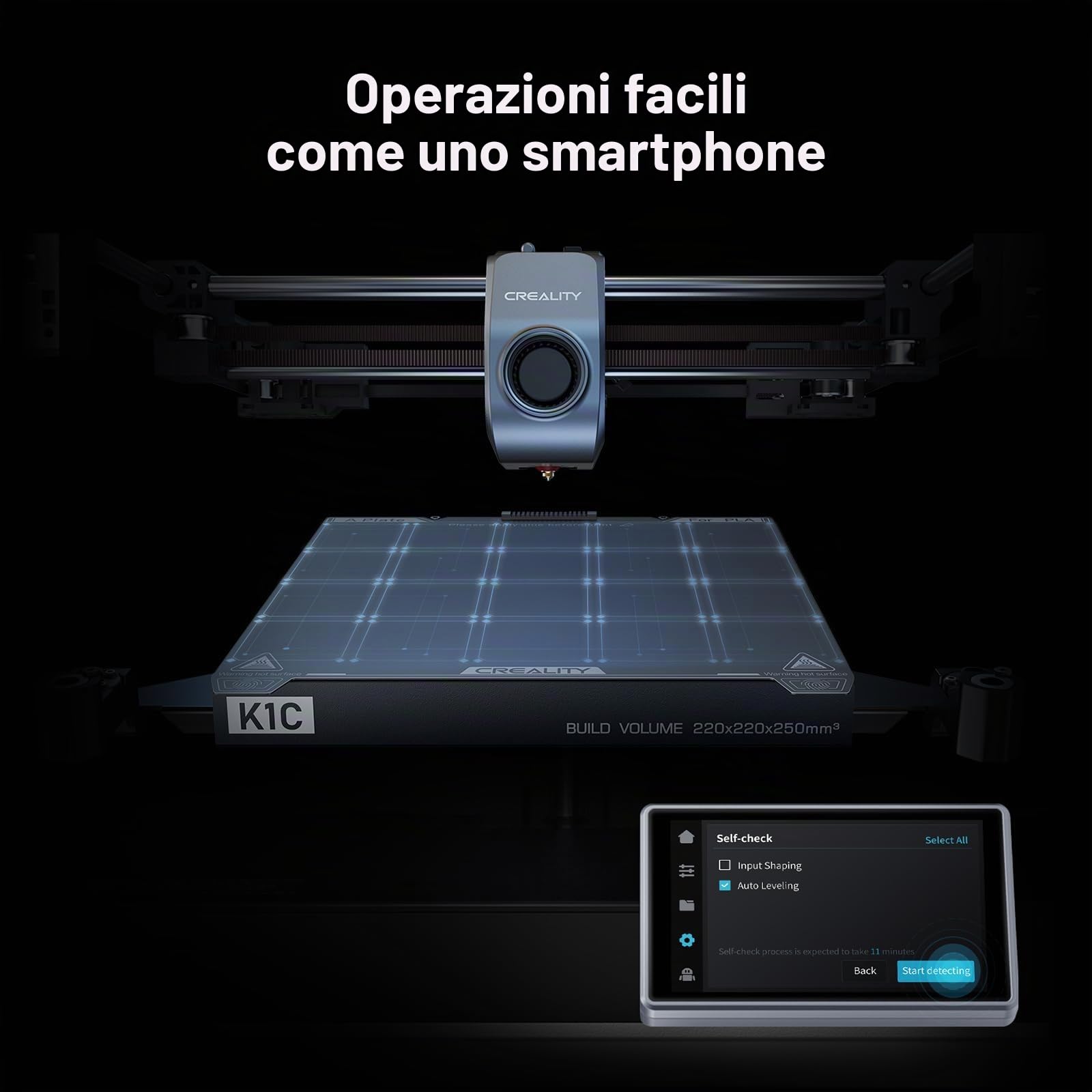 Stampante 3D Creality K1C FDM Ad Alta Velocità – Volume 300x300x300mm, 600mm/s, Touchscreen, Wi-Fi