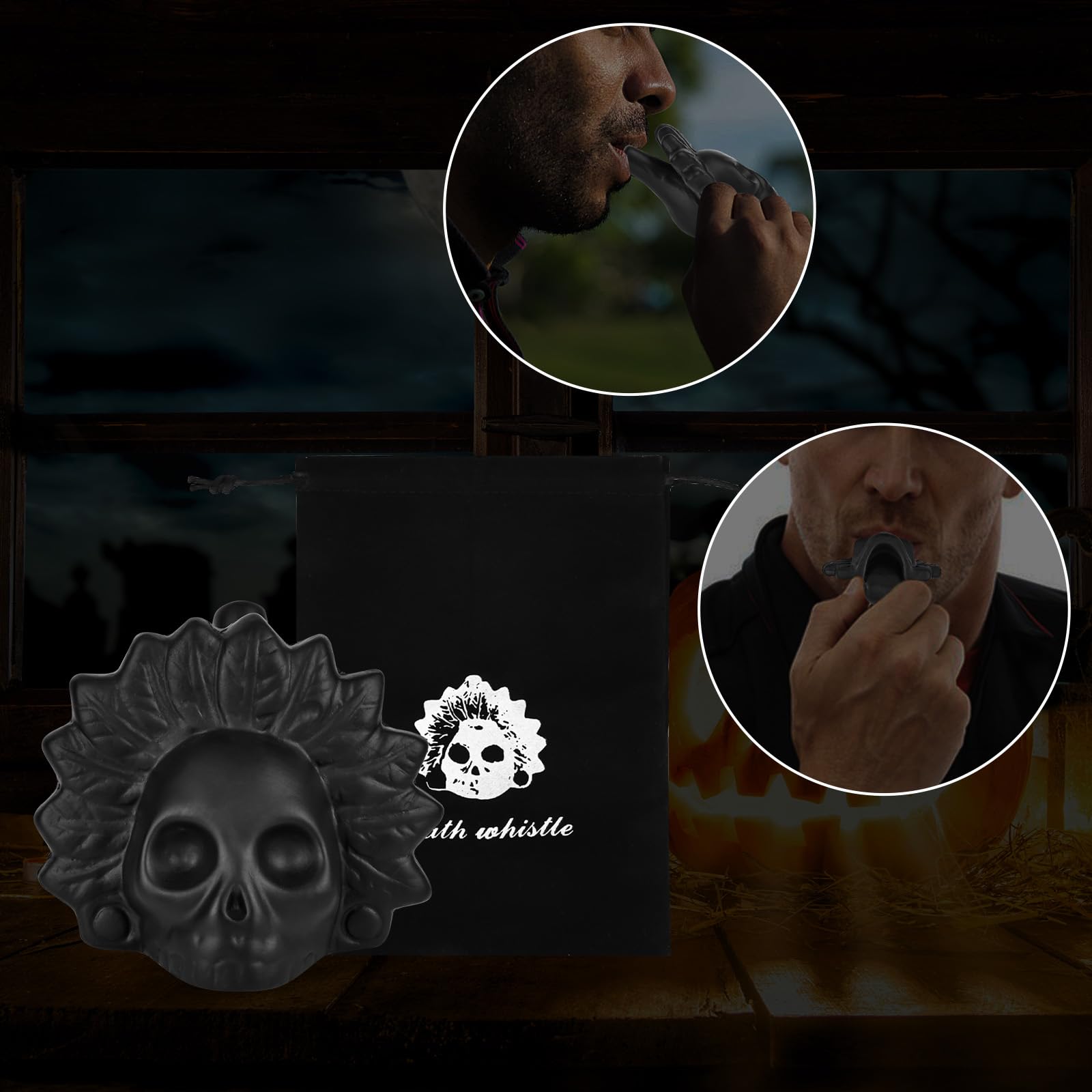 AztekischeTodespfeife, 125 Dezibel Whistle mit Kordelzugbeutel Todespfeife Echte Schreiende Aztekische Todespfeif Ideal für Halloween und den Tag der Toten