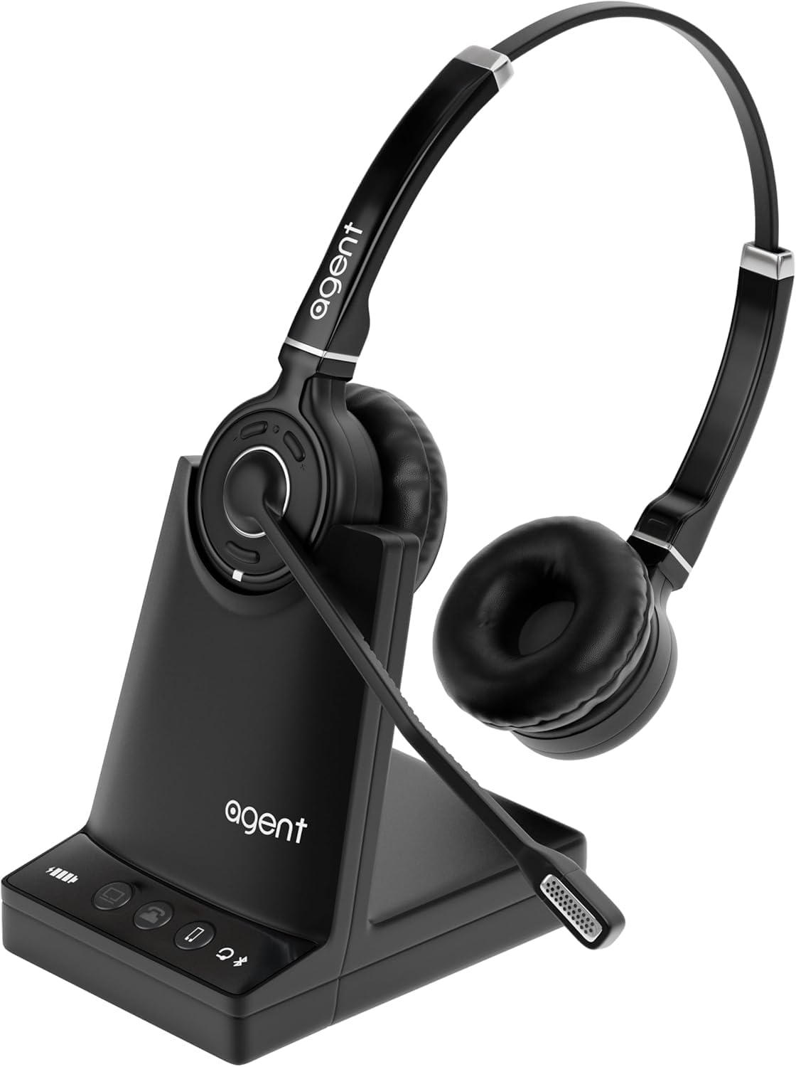 TruVoice Agent AW70 Wireless DECT Headset with Noise Canceling Microphone and Remote Answer Cable Compatible with Most Mitel Desk Phones - 3-in-1 Connection for Phone, PC and Cell.