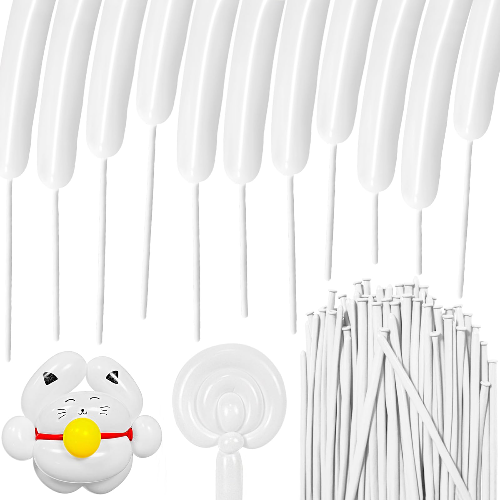 HYKJNBW 100Pcs White 260 Balloons, Skinny Long Balloon for Tying Balloon Arch Twisting Ballon Animal Balloons Birthday Party Wedding Festival Decorations.
