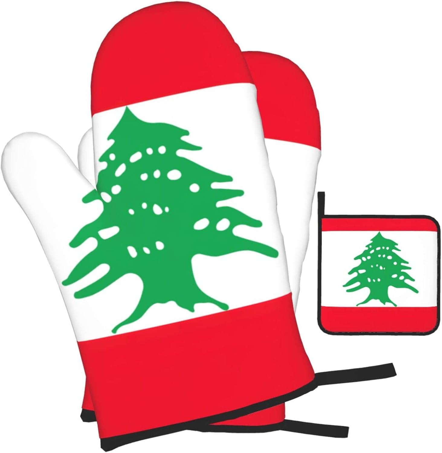 Flag of Lebanon Print Heat Resistant Microwave Gloves, Used for Baking, Cooking, and Fashion Kitchen Essentials