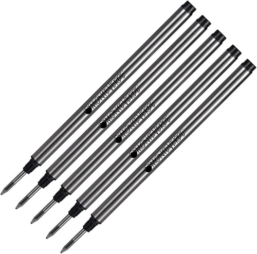 Pen Savings Monteverde - Paquete combinado, repuestos para bolígrafos de punta redonda suave compatibles con bolígrafos Montblanc con tapa, 5