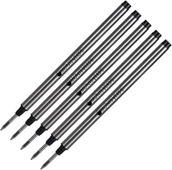 Pen Savings Combo Pack, Monteverde Soft Roll Rollerball Pen Refills Compatible with Montblanc Capped Pens, 5 Pack, Medium Point, M23, Threaded Tip Dark Blue
