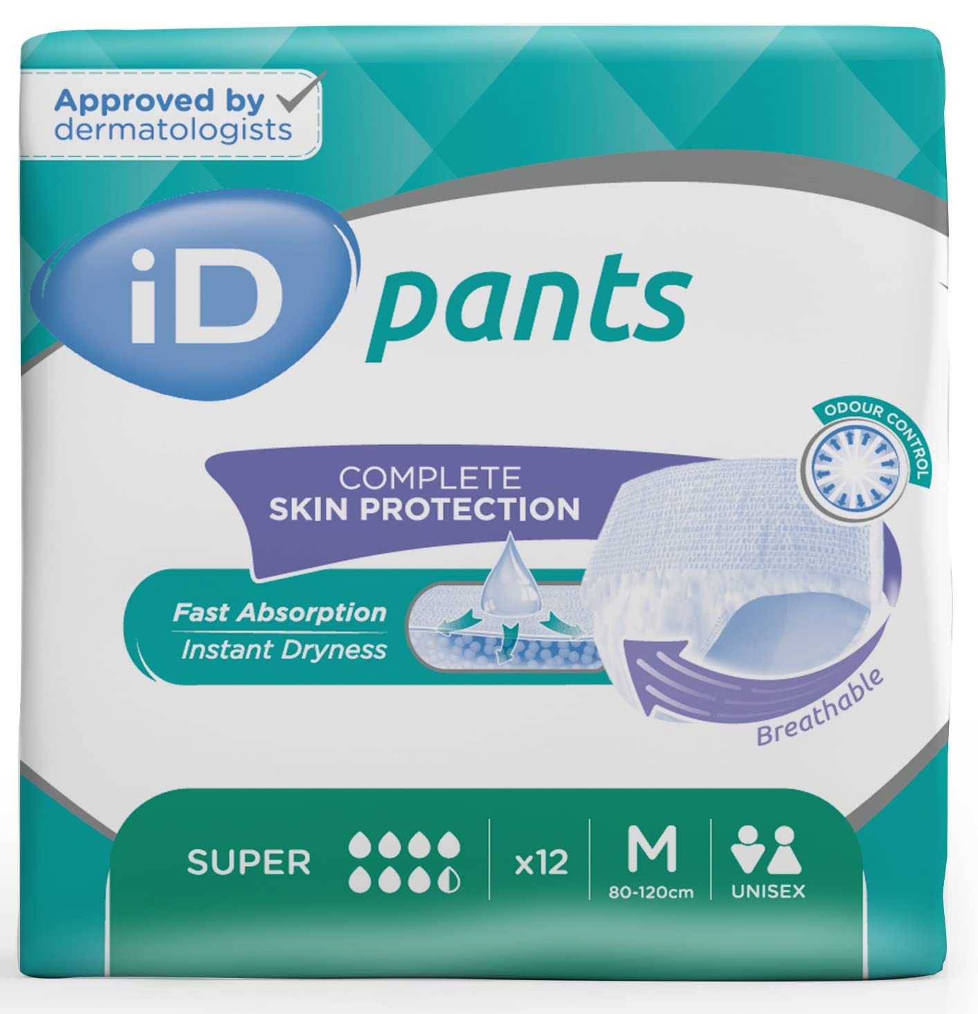 iD Pants Super Medium (1800ml) 12 Pack Incontinence Protection