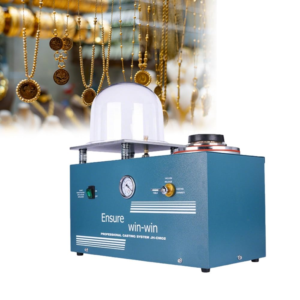 Vestcasting - Máquina de fundición al vacío de joyería de 2 litros con tarro de campana, diseño de ventilación para evitar daños por líquidos para la fabricación de joyas de alta densidad