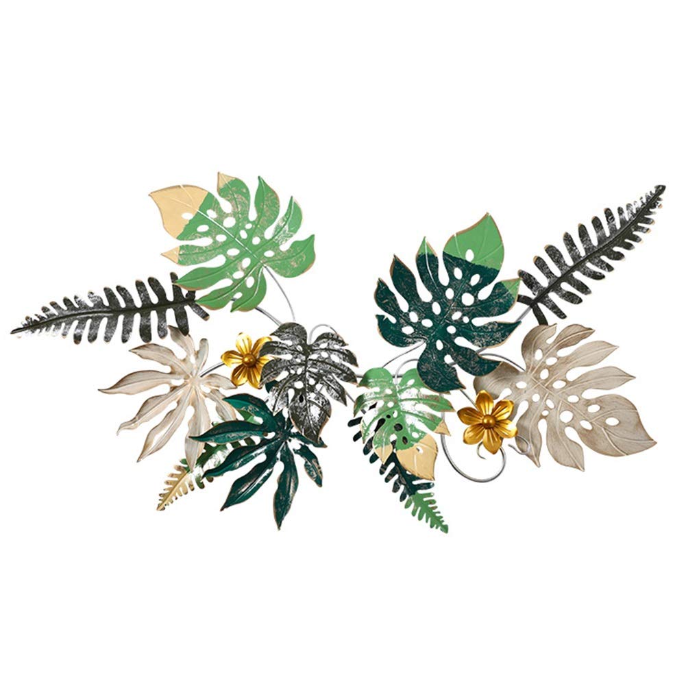 ZHANG Metal Leaf Wall Art Decor Outdoor Living Room Restaurant Hanging Decorative Handmade Plant Sculpture，140x80CM