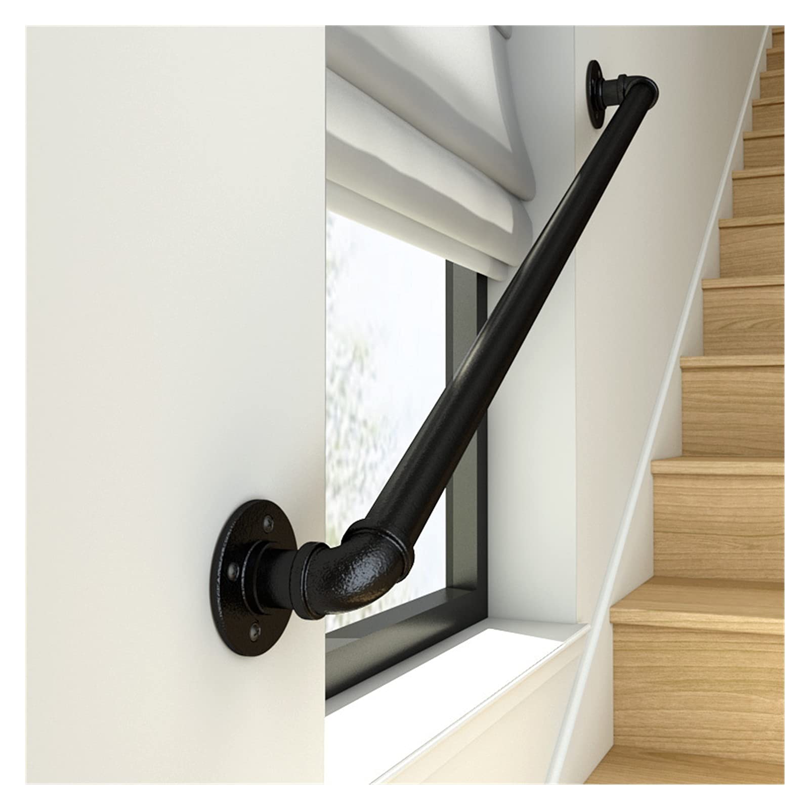 Barre d'appui de 1m antidérapante en fer forgé noir pour escalier intérieur