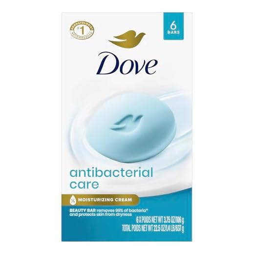 Dove Beauty Bar Soap Antibacterial Care 6 Count For Clean, Moisturized Skin, Removes Bacteria 3.75 oz
