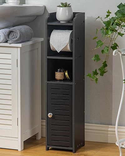AOJEZOR Soporte para papel higiénico Gabinete de almacenamiento de baño junto al almacenamiento de inodoro para baño pequeño con soporte para rollo