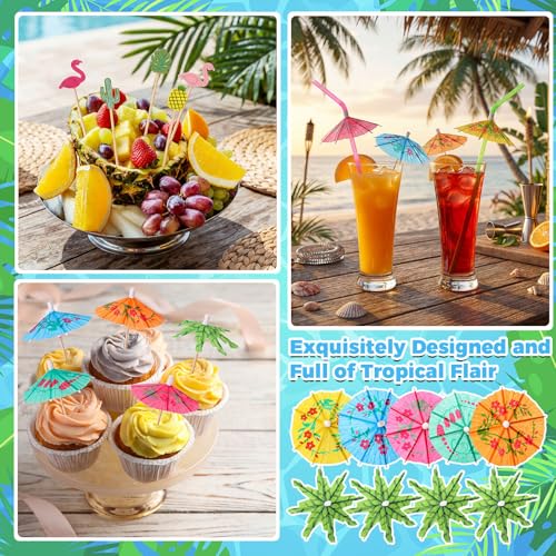 Set de 500 piezas de pitillos y adornos tropicales para cócteles miniatura 4