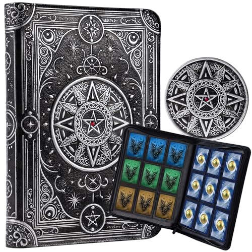 Image of Star Mage Trading Card Binder - 9 Pocket Ringless TCG Binder - Premium 3D PU-Leather - 432 Side-Loading Pockets - Perfect Storage Holder for MTG, and Many TCG & Trading Card Collections (Red Jewel)