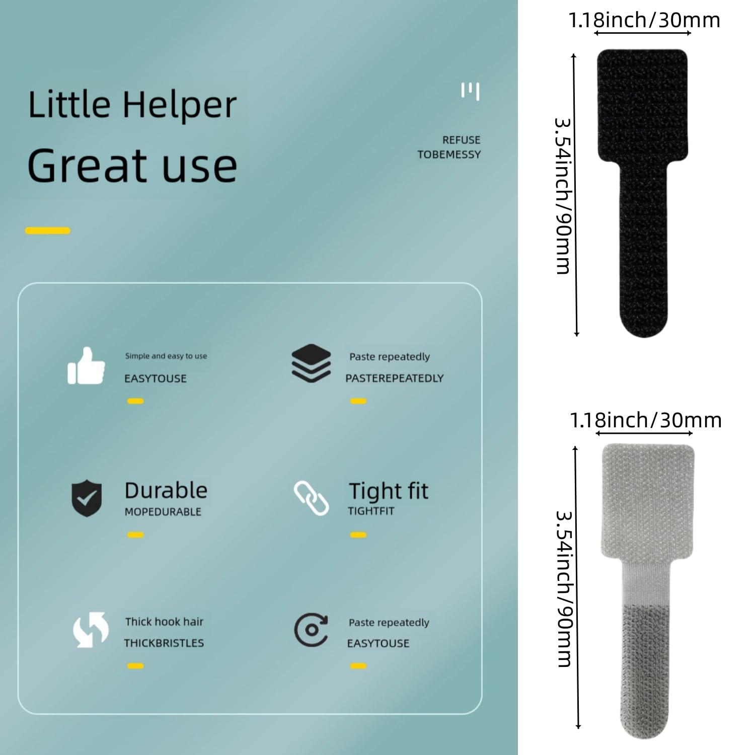 100 Pcs Hook and Loop Cable Straps,Self Adhesive Hook and Loop Cable Ties,Adjustable Cord Organizers for Desk,Reusable Wire Organizers for Cords,Cord Organizer (White)