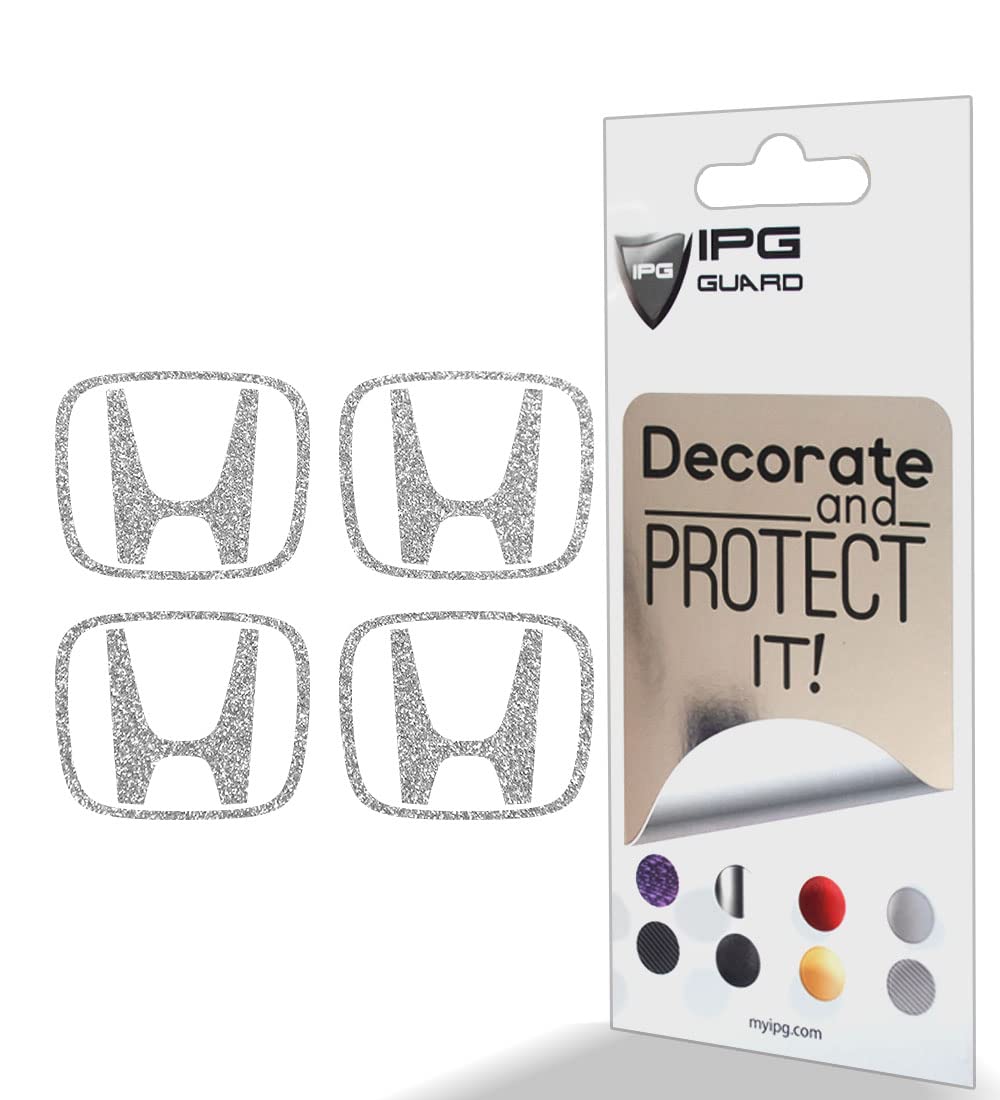 IPG Compatible with Accord Civic Element CRV CRZ JDM Center Cap Overlay Wheel Tire Decals Stickers (Logo: 2" / Center Cap:2.25") (4 Units) Personalize Your Vehicle (White Glitter)