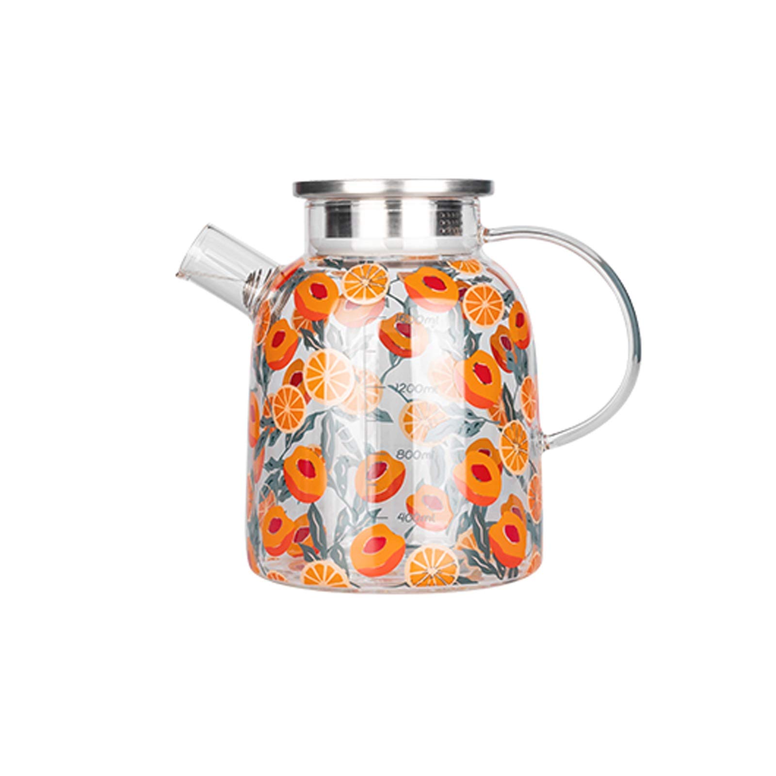 Jarra Preciosa jarra de vidrio con línea de graduación de precisión resistente a alta temperatura Alto Borosilicato Vidrio Cafare con tapa de acero inoxidable Jarra Agua