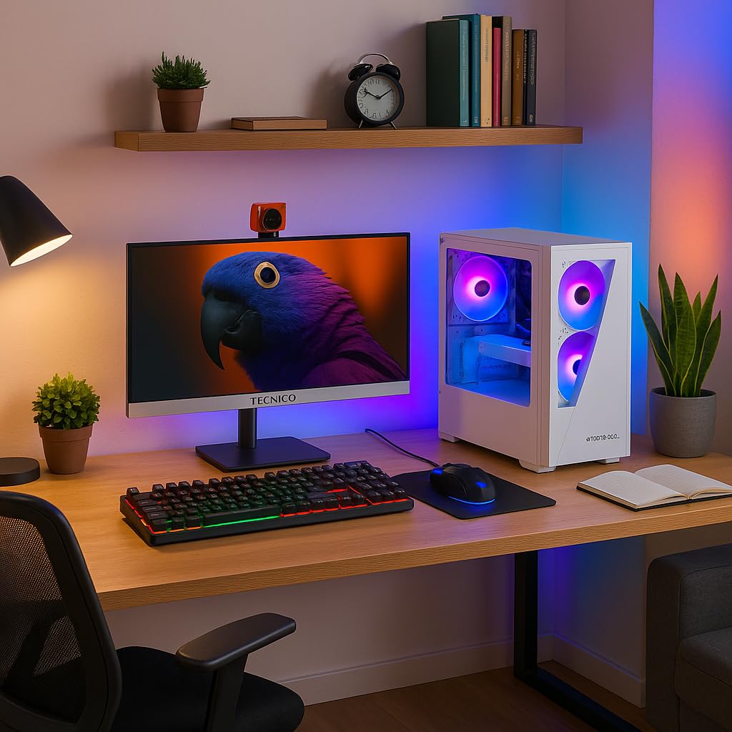 TECNICO Gaming Desktop PC, i5 3470, 16GB DDR3, 512GB SSD, 4GB Graphics, 22-inch IPS Borderless Monitor, RGB Keyboard Mouse Headphone Set, Webcam, WiFi 13 61jedyrfuuL. SL1024