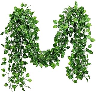 ELINSON 168 feet Artificial Vines Greenery Garland Fake Hanging Leaves Faux Foliage Plants