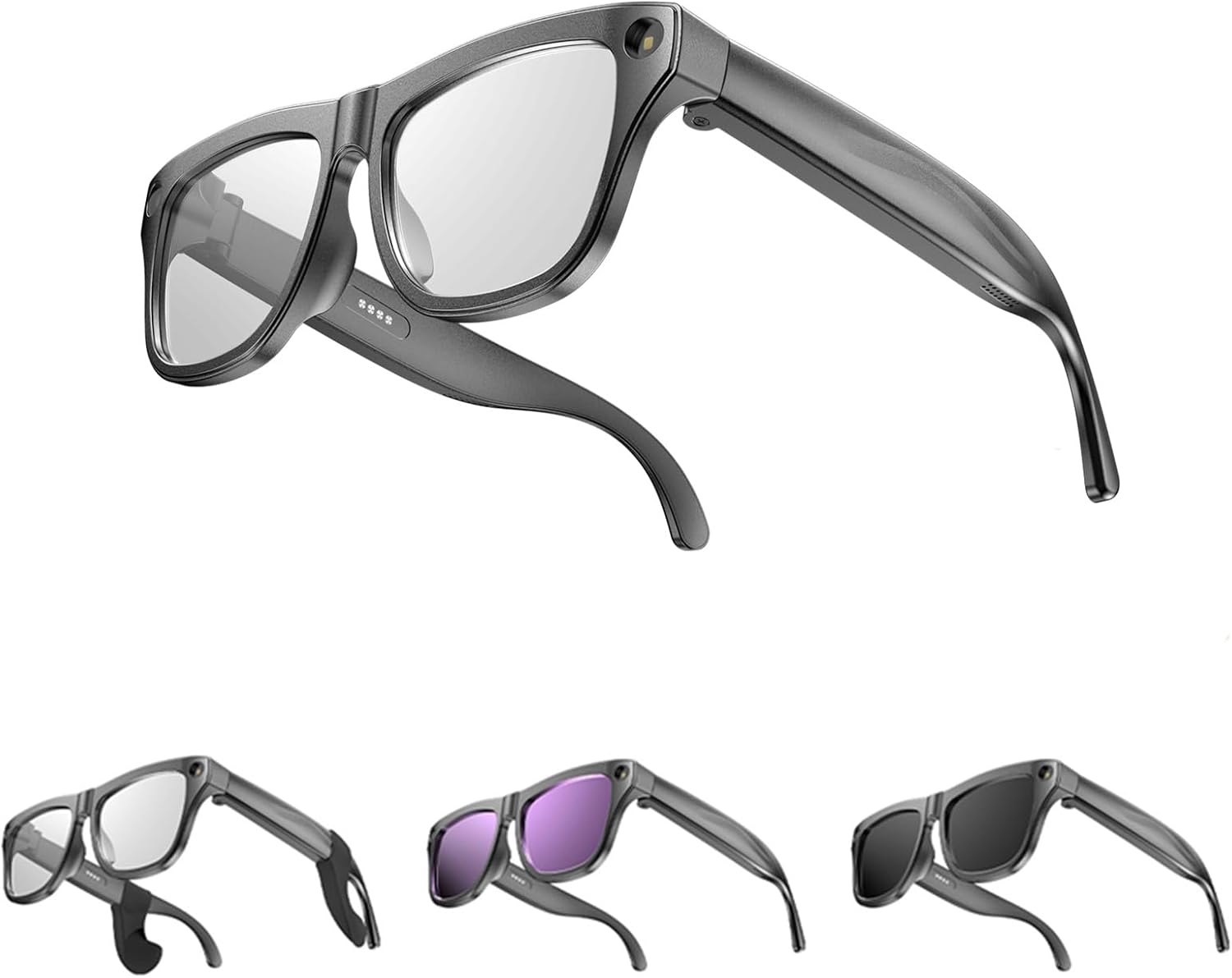 AI Smart Glasses – 1080P Camera with EIS, AI Voice Control, Bluetooth 5.4 Audio, Real-Time Translation, IP65 Waterproof, 260mAh Battery, Open-Ear Directional Sound, Lightweight for Outdoor & Daily Use