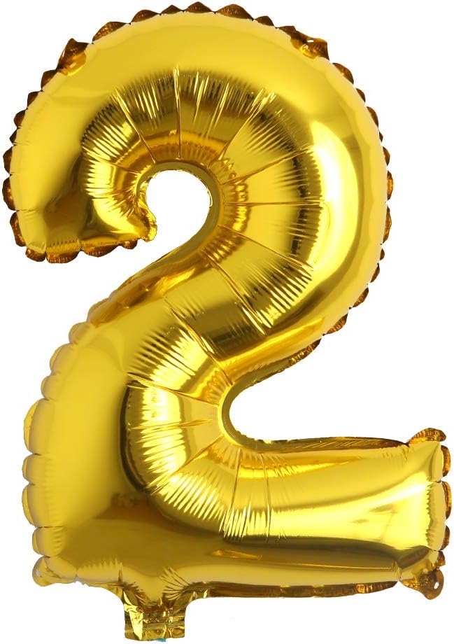 16" inch Single Gold Alphabet Letter Number Balloons Aluminum Hanging Foil Film Balloon Wedding Birthday Party Decoration Banner Air Mylar Balloons (16 inch Gold 2)