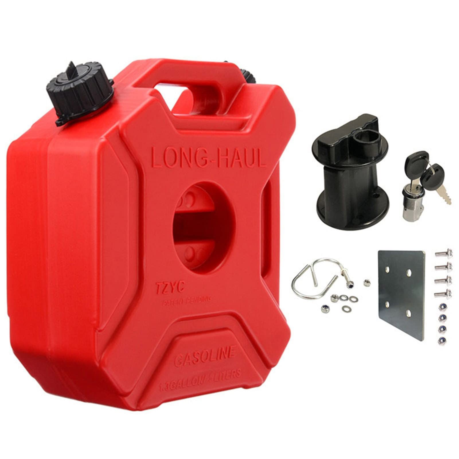 Bidon en plastique rouge pour les trajets en voiture et pannes d'essence 3l 4l 5l