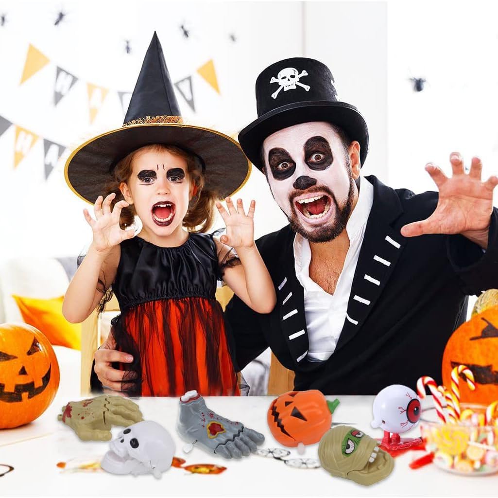 6 Pack Halloween Wind Up Toys Assortment, Mini Jumping Walking Clockwork Toys for Halloween Party Favors Goody Bag Fillers Christmas Stocking Stuffers (Color-2) image 5