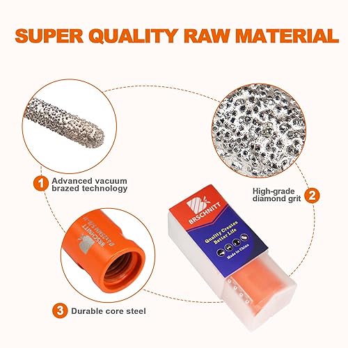 Miniatura 5 de Broca de rastrillo de mortero de diamante, enrutador de 425 pulgadas x 1 pulgada con rosca de 58-11 para señalar, granito, mármol, hormigón,