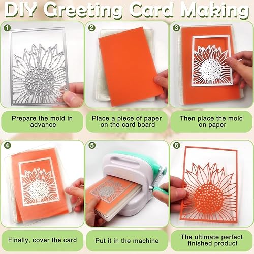 Miniatura 6 de SENHAI - Juego de 3 troqueles para hacer tarjetas, plantillas de flores de hojas de loto y rosas de girasol para álbumes de recortes, manualidades