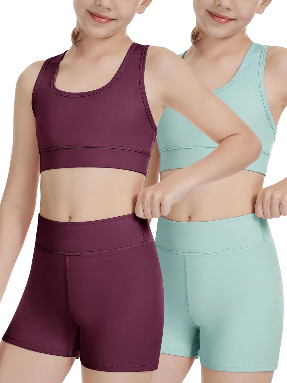 Femdouce Girls Clothing Athletic Sets Sleeveless Crop Tank Tops & Athletic Shorts for fitness gymnastics & Activewear
