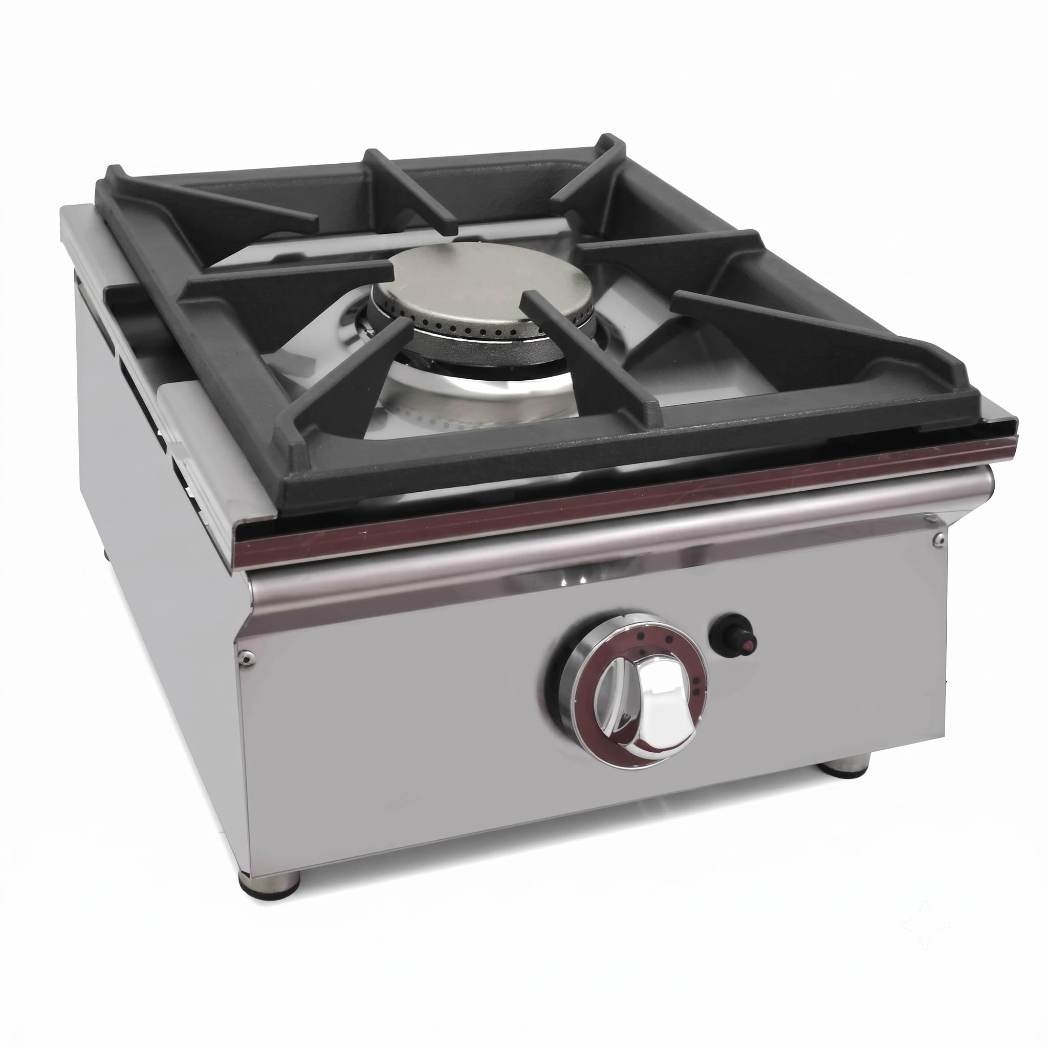 Cocina de Gas Butano Profesional de Sobremesa, 1 Fuego 5,8 kW, Acero Inoxidable, Encendido Piezoeléctrico y Termopar, para Hostelería